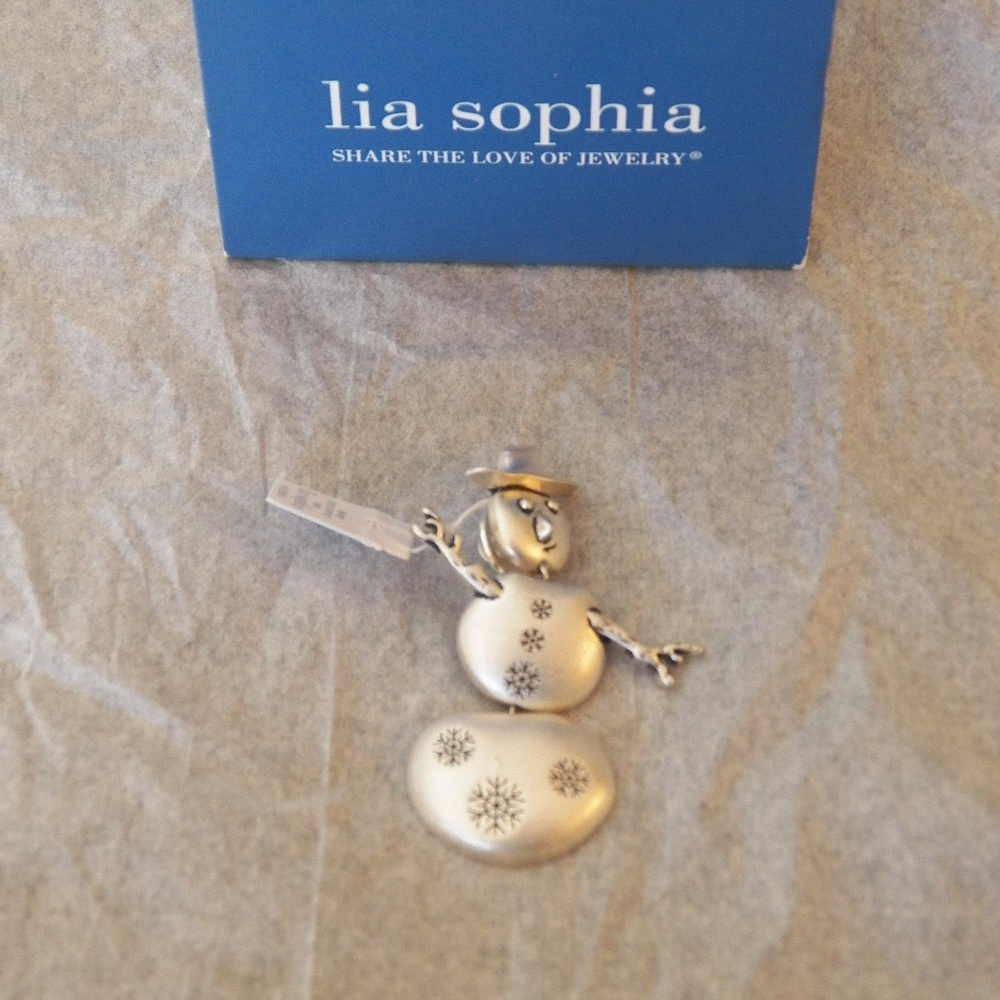 Lia Sophia Snowman Coat Pin